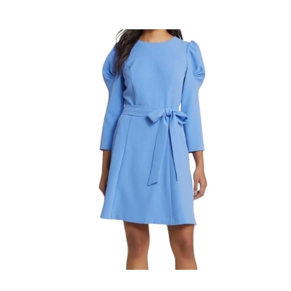 Eliza J Dress tie belt A-line blue size 8